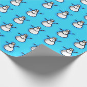 Blaues Schneemann Weihnachts ラッピングペーパー (角)