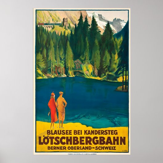 Blausee Bernese Oberland Switzerland Vintage ポスター (正面)