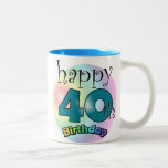 Blauwe Happy 40th Birthday ツートーンマグカップ<br><div class="desc">Blauw gelukkige 40e verjaardag mok Leuk om te geven als cadeau aan iemand die veertig is geworden</div>