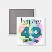 Blauwe Happy 40th Birthday マグネット (正面/裏面)