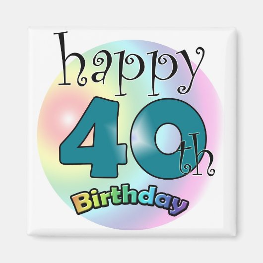 Blauwe Happy 40th Birthday マグネット (正面)