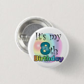 Blauwe It's my 8th Birthday 缶バッジ (正面&裏面)