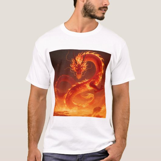 Blazing Fire Dragon | Mythical Flame Dragon Fantas Tシャツ (正面)