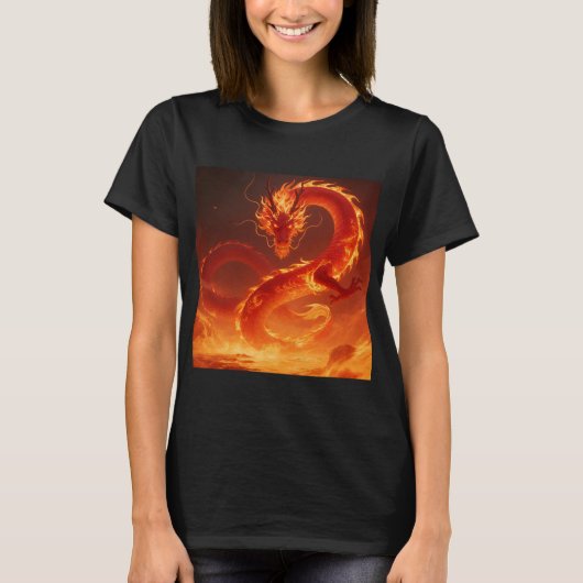 Blazing Fire Dragon | Mythical Flame Dragon Fantas Tシャツ (正面)