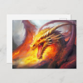 Blazing Fury – Medieval Fire-Breathing Dragon in A ポストカード (正面/裏面)