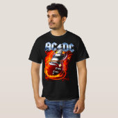 Blazing Rocker Guitar | AC/DC Inspired Biker Tシャツ (正面フル)