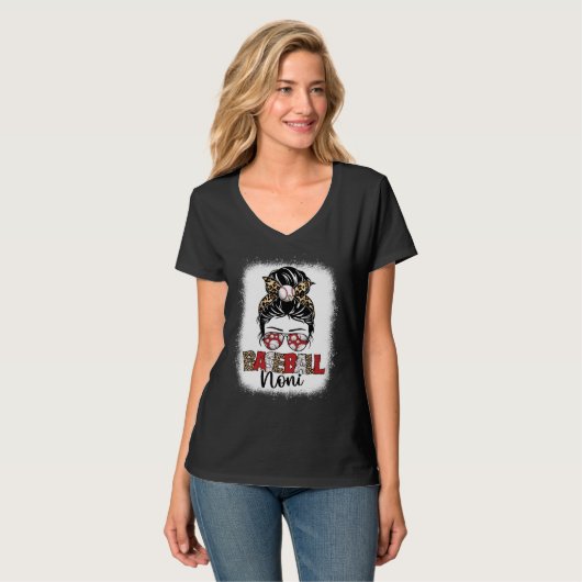 Bleached Baseball Noni Leopard Messy Bun Mothers D Tシャツ (正面フル)