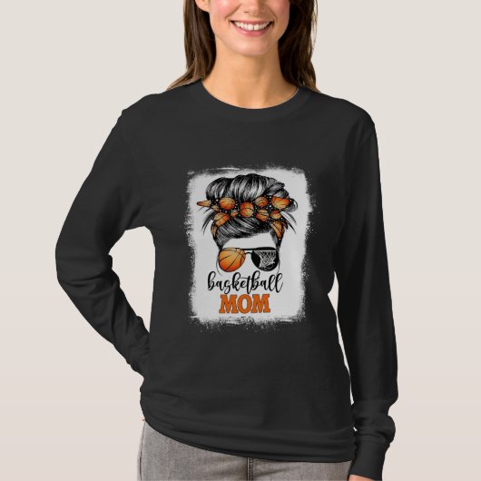 Bleached Basketball Mom Messy Bun Bball Mama Mothe Tシャツ (正面)