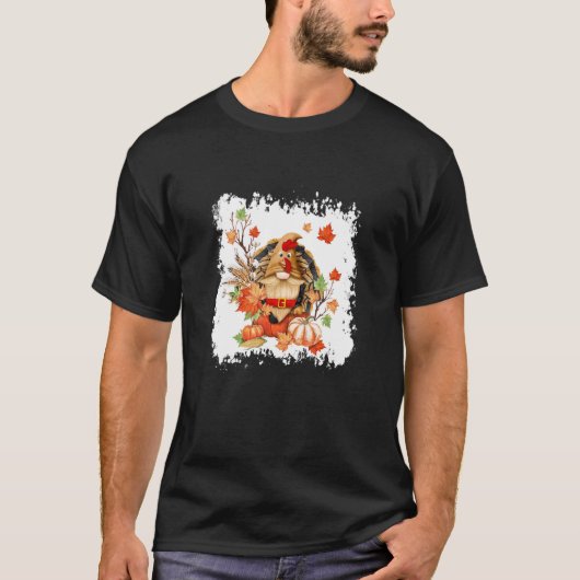 Bleached Fall Gnome Turkey Thanksgiving Gnome Gobb Tシャツ (正面)