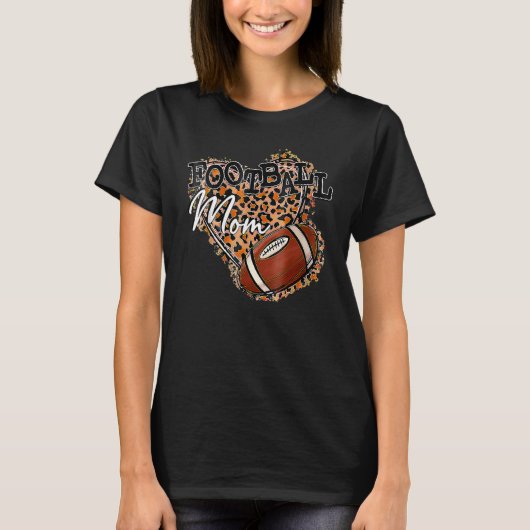 Bleached Football Mom Love Leopard Player Mother's Tシャツ (正面)