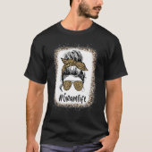 Bleached Gram Life Messy Hair Bun Leopard Mother's Tシャツ (正面)