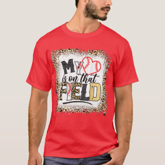 Bleached Leopard Baseball Mom My Heart is on That  Tシャツ