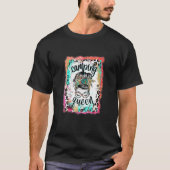 Bleached Leopard Messy Bun Camping Queen Funny Cam Tシャツ (正面)