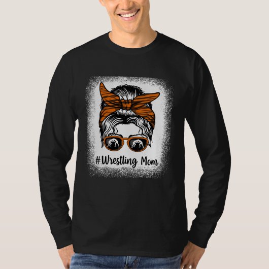 Bleached Life Wrestling Mom Leopard Messy bun Glas Tシャツ (正面)
