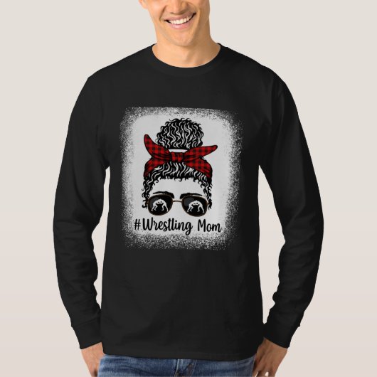 Bleached Life Wrestling Mom Leopard Messy bun Glas Tシャツ (正面)