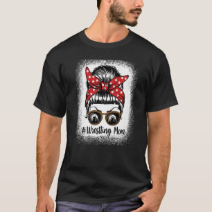 Bleached Life Wrestling Mom Leopard Messy bun Glas Tシャツ