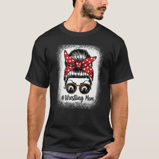 Bleached Life Wrestling Mom Leopard Messy bun Glas Tシャツ (正面)