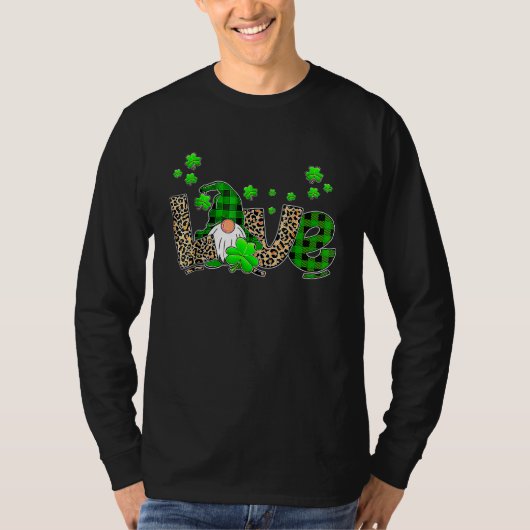 Bleached LOVE St Patricks Day Gnomes Shamrock For Tシャツ (正面)
