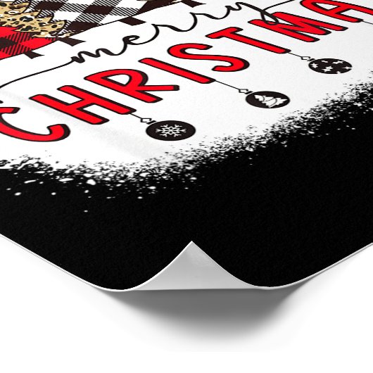 Bleached Merry Christmas Tree Funny Leopard Plaid ポスター (角)