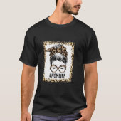 Bleached Mom Life Messy Bun Leopard Christmas Moth Tシャツ (正面)