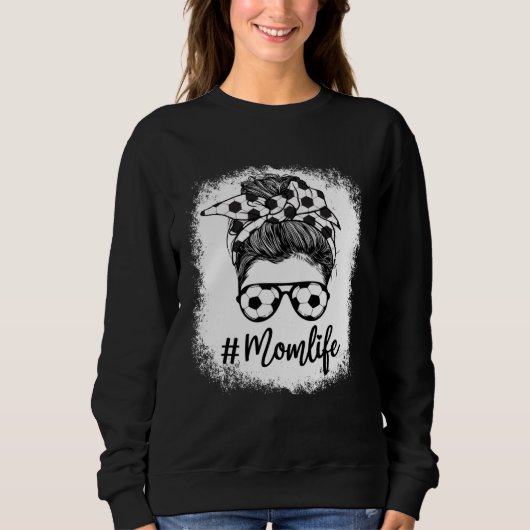 Bleached Mom Life Soccer Mom Leopard Messy Soccer スウェットシャツ (正面)