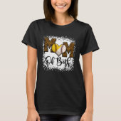 Bleached Mom Of Both Leopard Baseball Softball Tシャツ (正面)