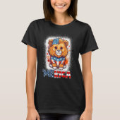Bleached Patriotic Lion 4th of July Fireworks Meri Tシャツ (正面)