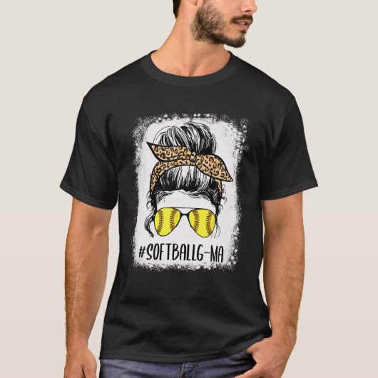 Bleached Softball G-Ma Life Leopard Messy Bun Moth Tシャツ (正面)