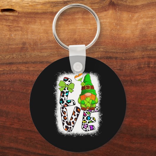 Bleached St Patricks Day St Patricks Gnomes Love T キーホルダー (正面)