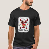 Bleached Teacher Squad Reindeer Red Plaid Christma Tシャツ (正面)
