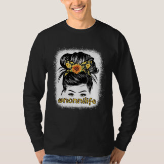 Bleaches Nonni Messy Hair Bun Sunflower Women Moth Tシャツ