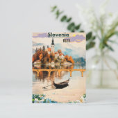 Bled旅行はがきスロベニアのアート、青いBled ポストカード (スタンド正面)