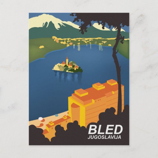 Bled、ユーゴスラビア、ヴィンテージ旅行 ポストカード (正面)