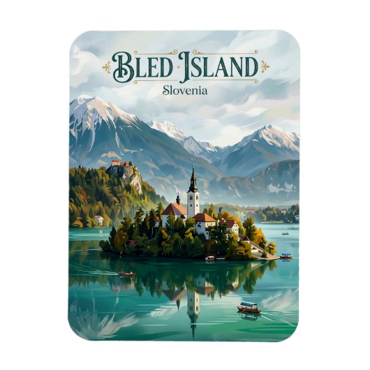 Bled Island Slovenia マグネット (縦)