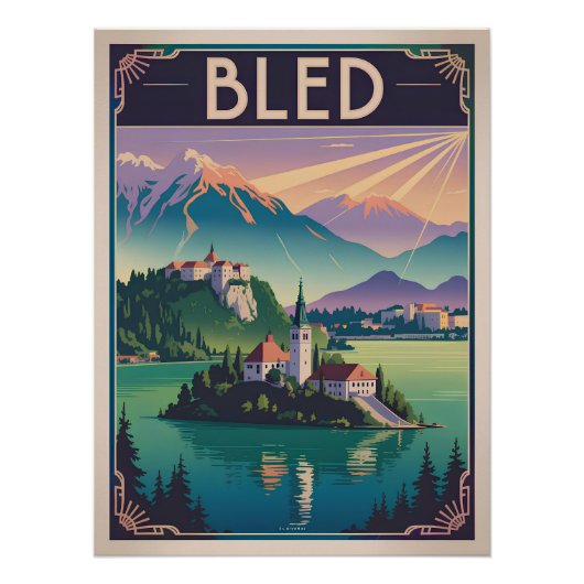 Bled Slovenia vintage ポスター (正面)