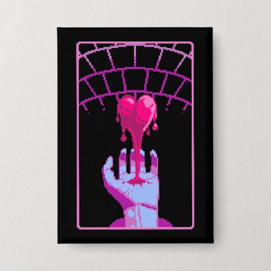 「Bleed For You」美的ピクセルアートボタン 缶バッジ (正面)