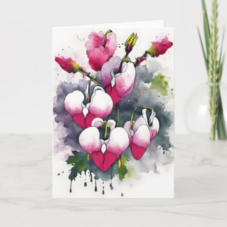 Bleeding Heart - Watercolor flowers カード