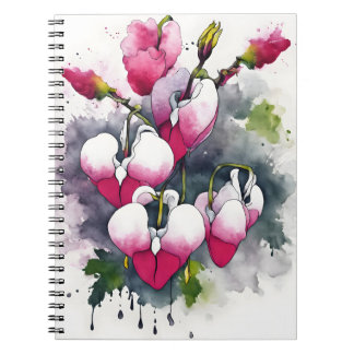 Bleeding Heart - Watercolor flowers ノートブック