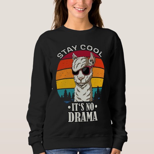 Bleib Cool No Drama retro vintage  llama スウェットシャツ (正面)