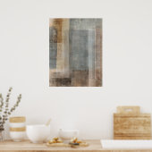 'Blended'グレーとベージュの抽象芸術アートポスター ポスター (キッチン)