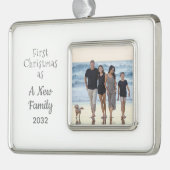 Blended Family 1stクリスマスフォトパーソナライズされたー シルバープレートフレームオーナメント (左)