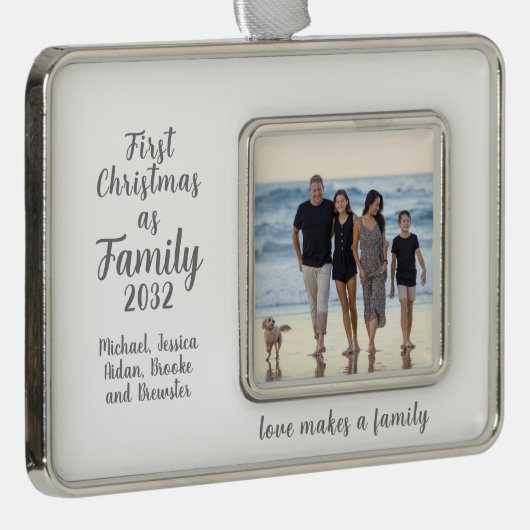 Blended Family 1stクリスマスフォトパーソナライズされたー シルバープレートフレームオーナメント (右)