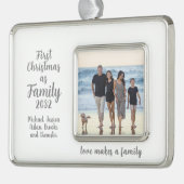 Blended Family 1stクリスマスフォトパーソナライズされたー シルバープレートフレームオーナメント (左)
