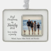 Blended Family 1stクリスマスフォトパーソナライズされたCh シルバープレートフレームオーナメント (正面)