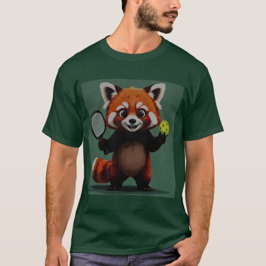 blended pickleball red panda funny animal sports f tシャツ (正面)