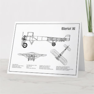 Bleriot XI – 飛行機の設計図スケッチ計画BD サンキューカード