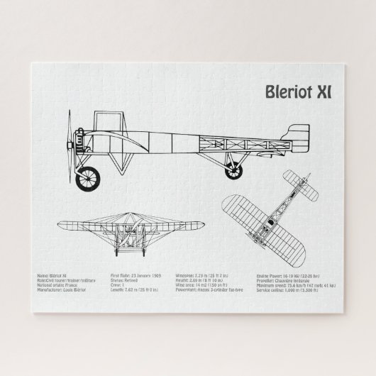 Bleriot XI – 飛行機の設計図スケッチ計画BD ジグソーパズル (横)