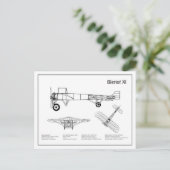 Bleriot XI – 飛行機の設計図スケッチ計画BD ポストカード (スタンド正面)