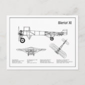 Bleriot XI – 飛行機の設計図スケッチ計画BD ポストカード (正面)