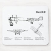 Bleriot XI – 飛行機の設計図スケッチ計画BD マウスパッド (正面)